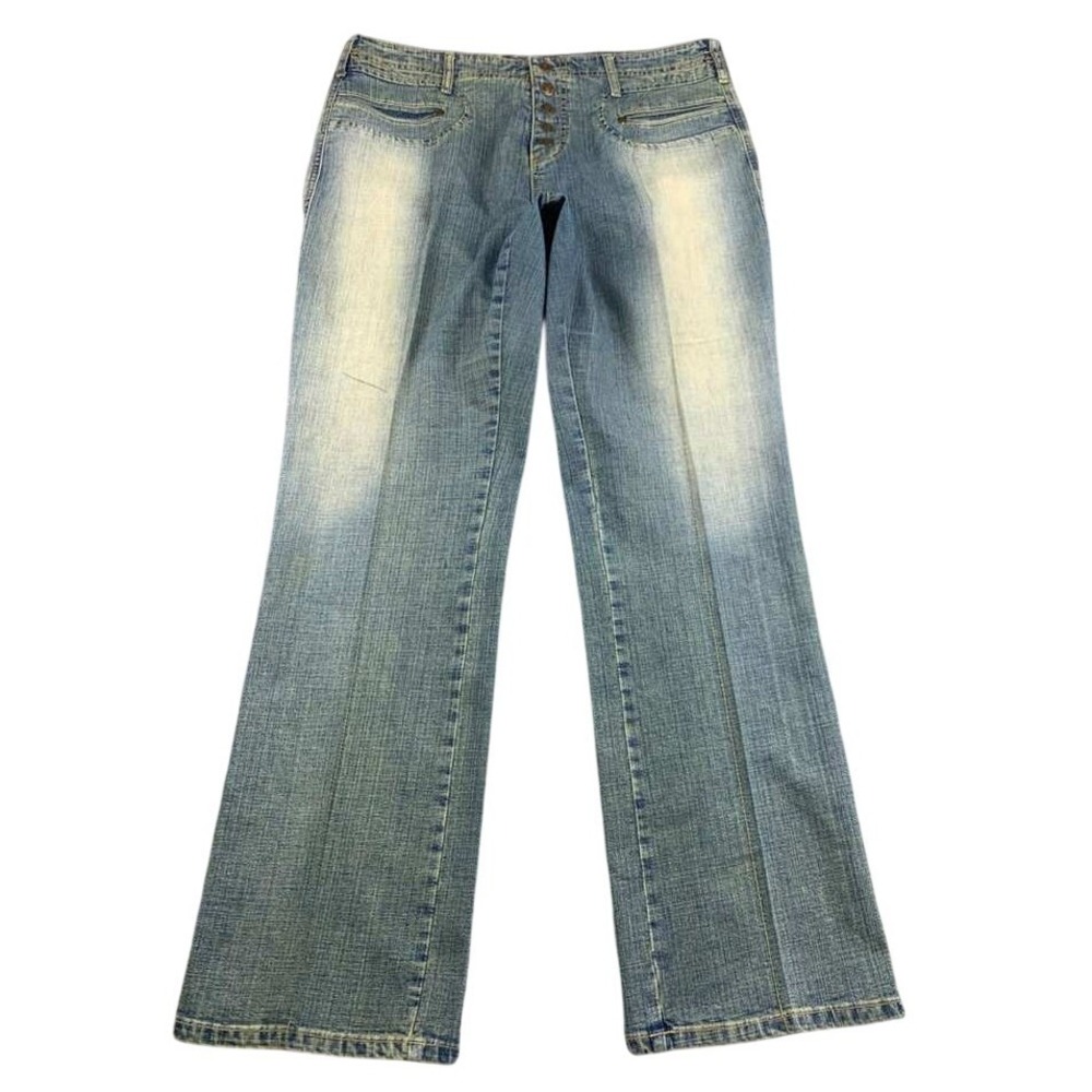 Vintage Crest Jeans Women 17/18 W36 Flare Wide Leg Blue‎ Stretch Distressed